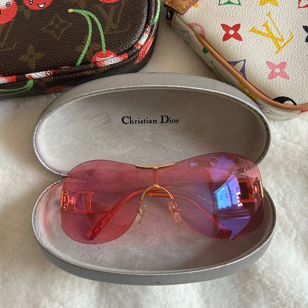 Christian Dior Vintage Logo Sunglass DIORELLA 80B/125 Shades Pink Metal Rank AB